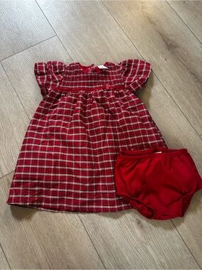 Carter's Red Plaid Smocked Dress with Red Bloomers